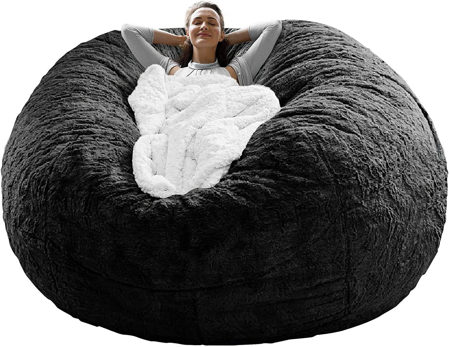 Funda para silla con bolsa, solo era una funda, no un cojín completo para silla tipo puf, grande, redondo, suave y esponjoso.