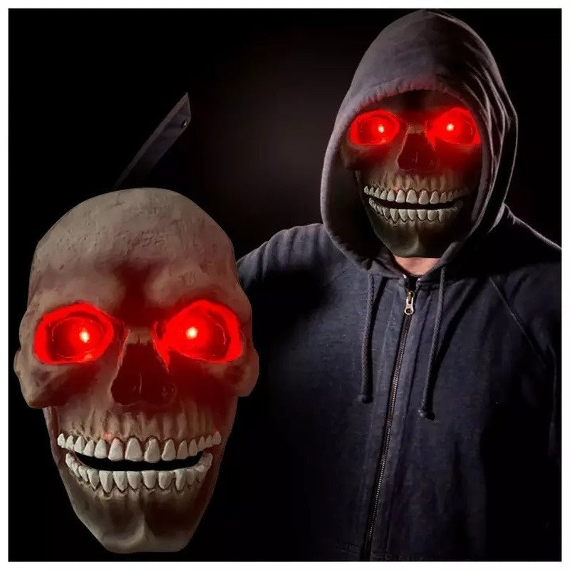 Masque d'Halloween en latex avec tête de mort et bouche mobile, accessoire de déguisement pour Halloween