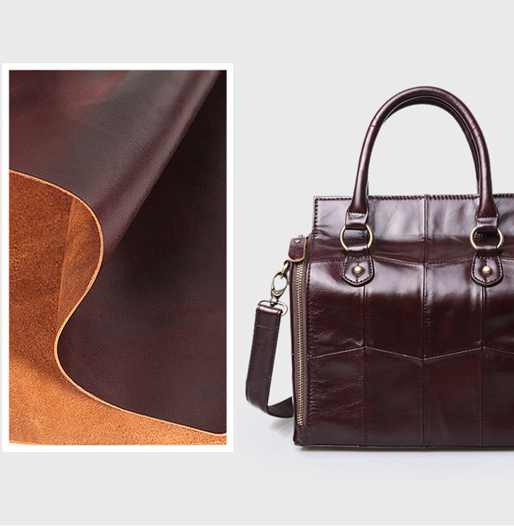 Bolso de hombro portátil multifuncional de cuero genuino