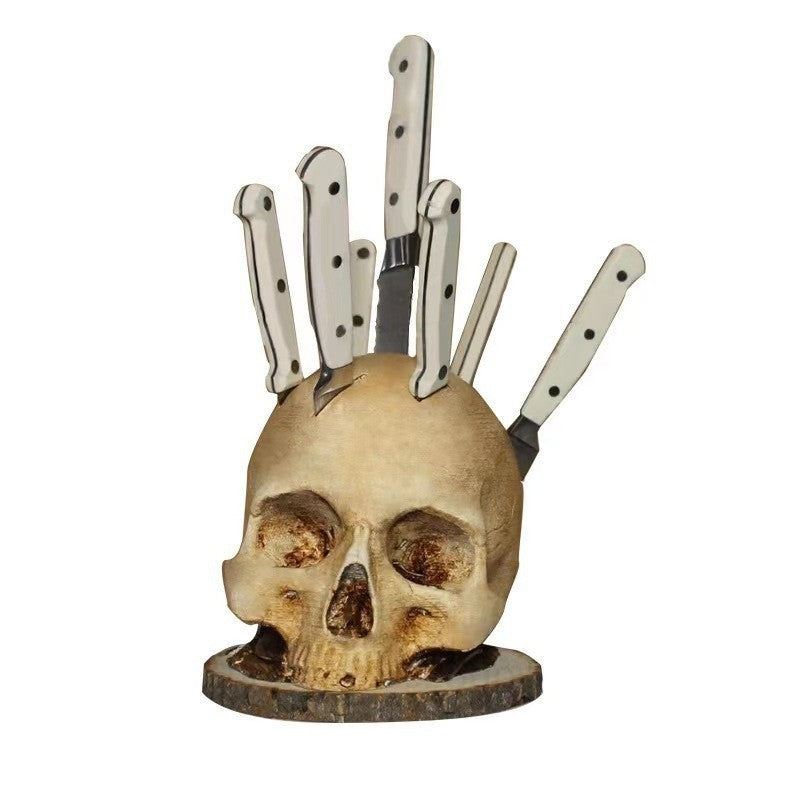 Porte-couteaux créatif en forme de crâne pour Halloween