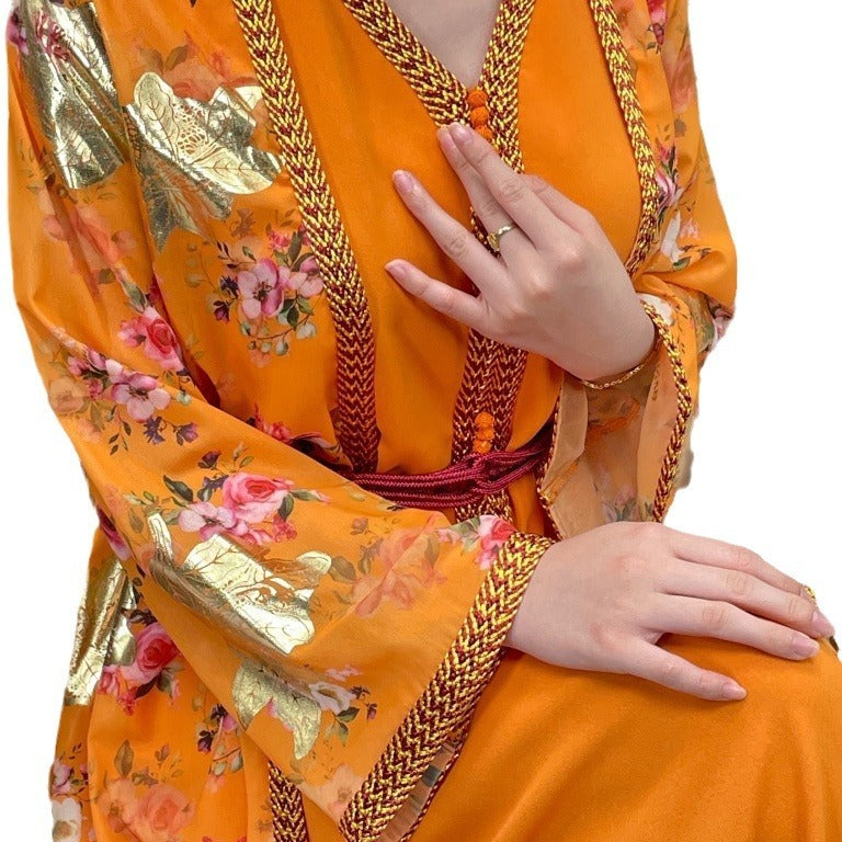 Vestido de mujer con cinturón de Dubái de Oriente Medio