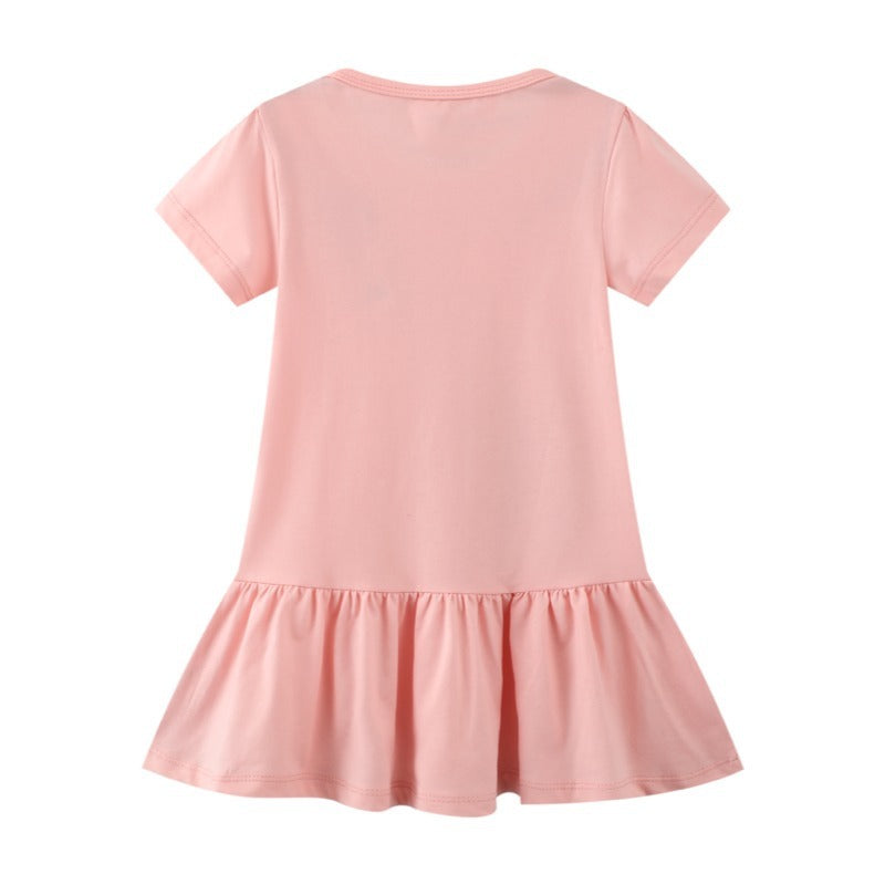 Robe trapèze à manches courtes pour fille