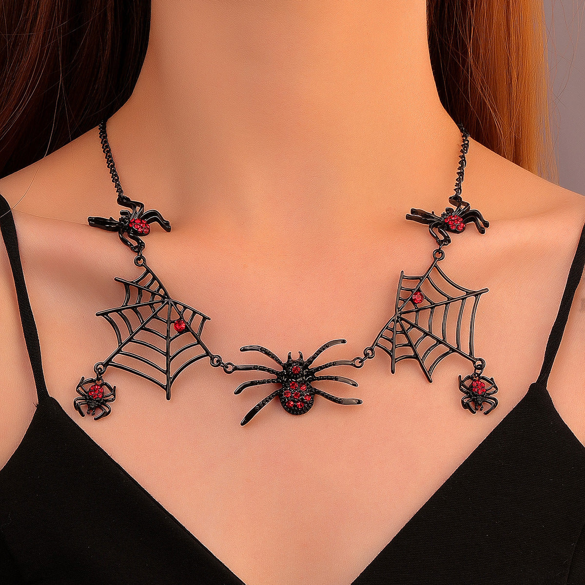 Collier d'Halloween en forme d'araignée et de toile d'araignée, collier de personnalité, accessoires de bijoux tendance