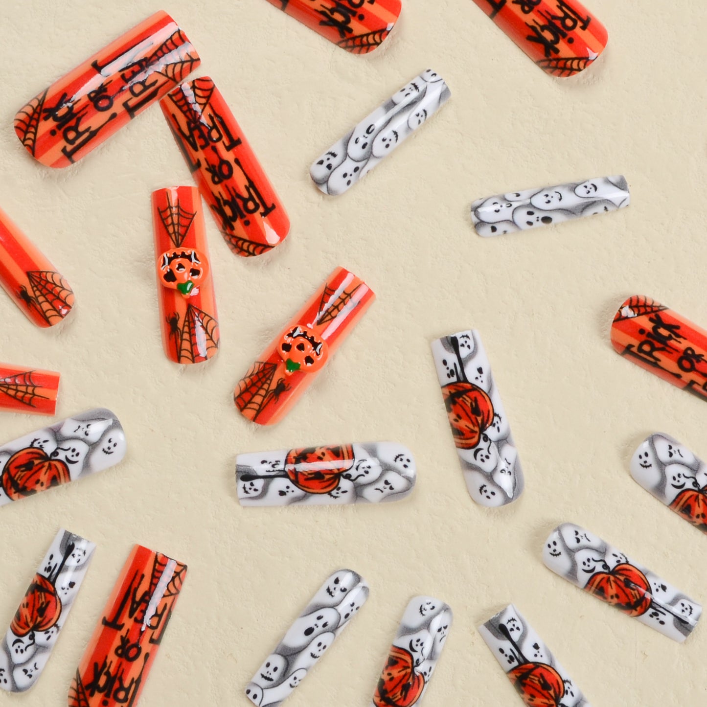 Patch pour ongles citrouille d'Halloween tendance