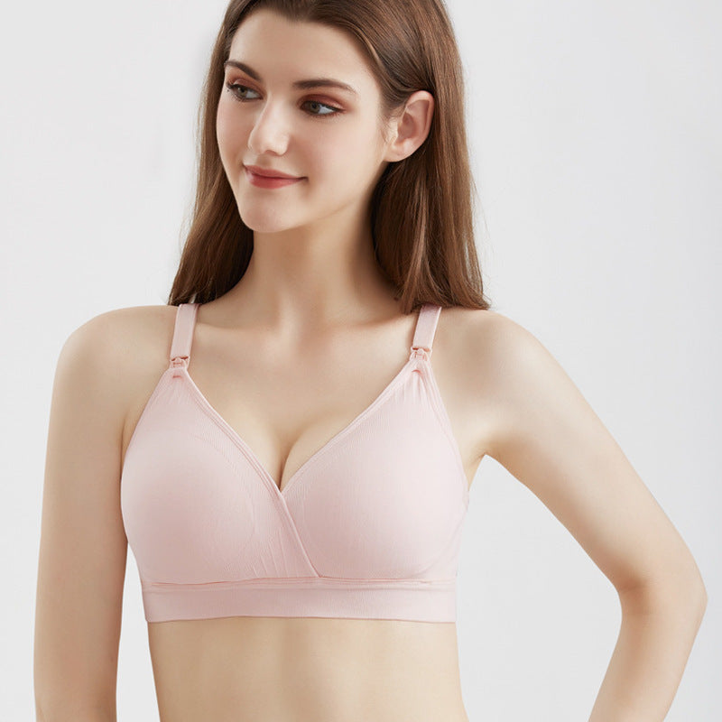 Soutien-gorge d'allaitement croisé grande taille avec bouton sur le devant