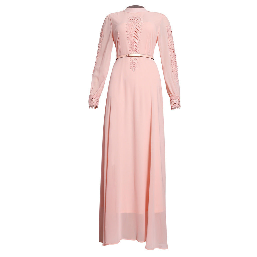 Plus Size Long Sleeve Big Hem Chiffon Dress