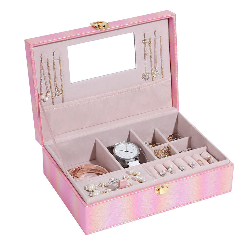 Boîte à bijoux princesse portable multifonctionnelle grande capacité