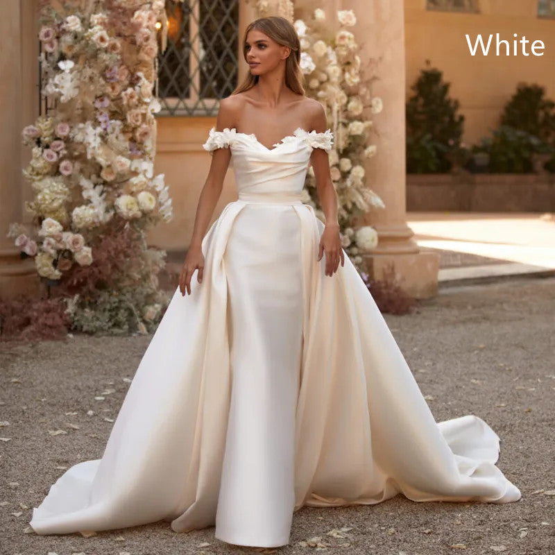 Vestido de novia de cola extraíble de moda para mujer