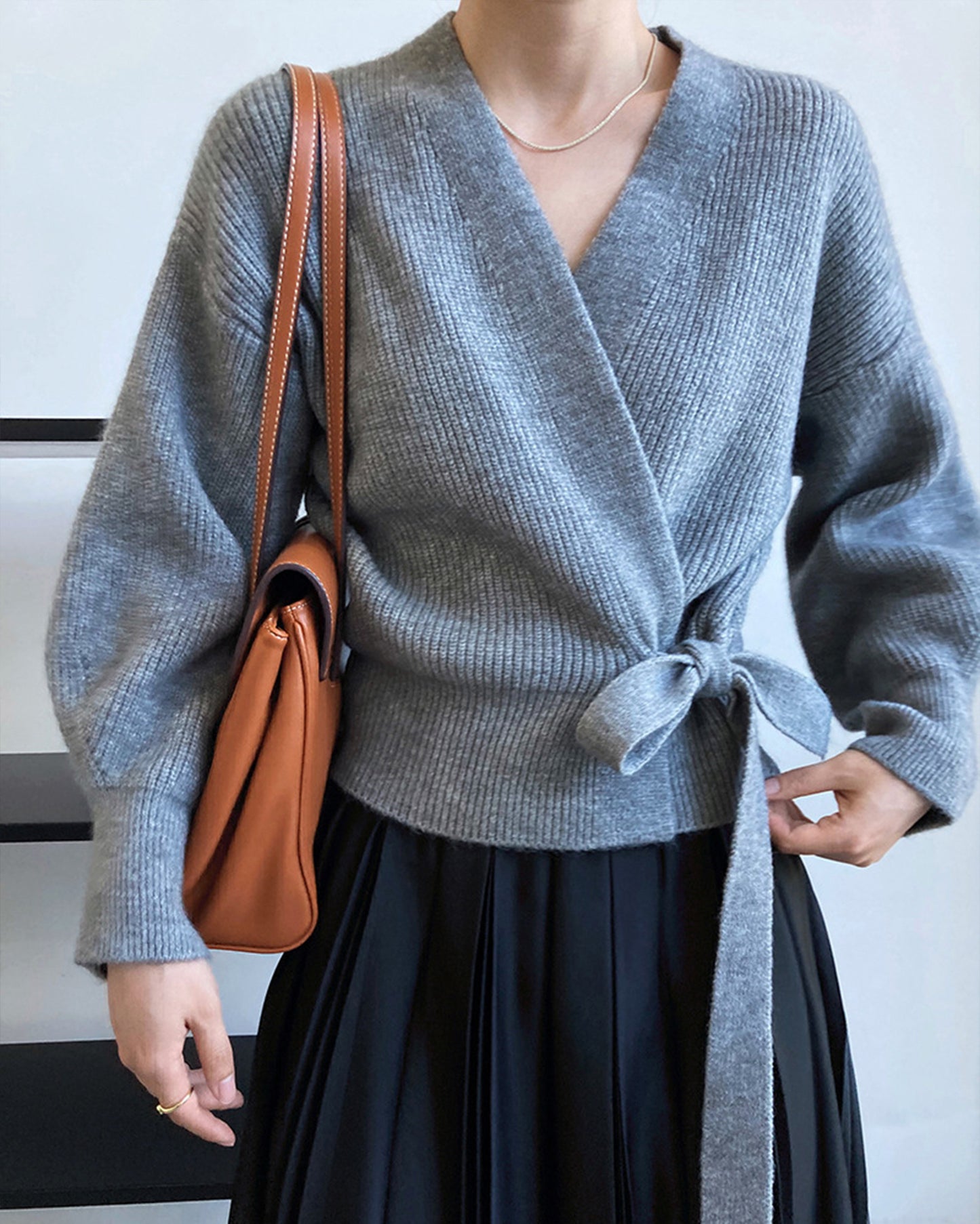 Cardigan en tricot rétro français, col en V, pull ample pour femme, vêtement de printemps fait main, vêtements pour femmes