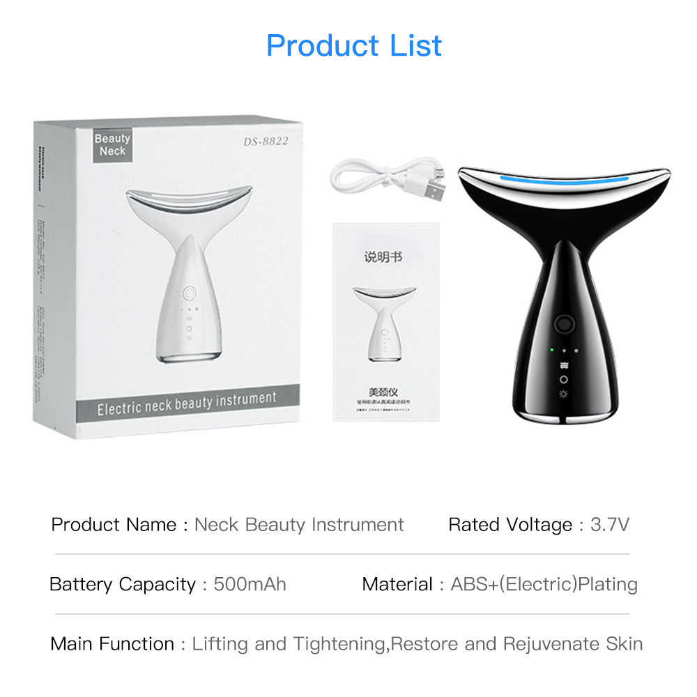 Dispositivo de belleza facial de cuello microcorriente EMS con 3 colores terapia de fotones LED estiramiento de la piel Reduce los dispositivos de estiramiento facial de papada