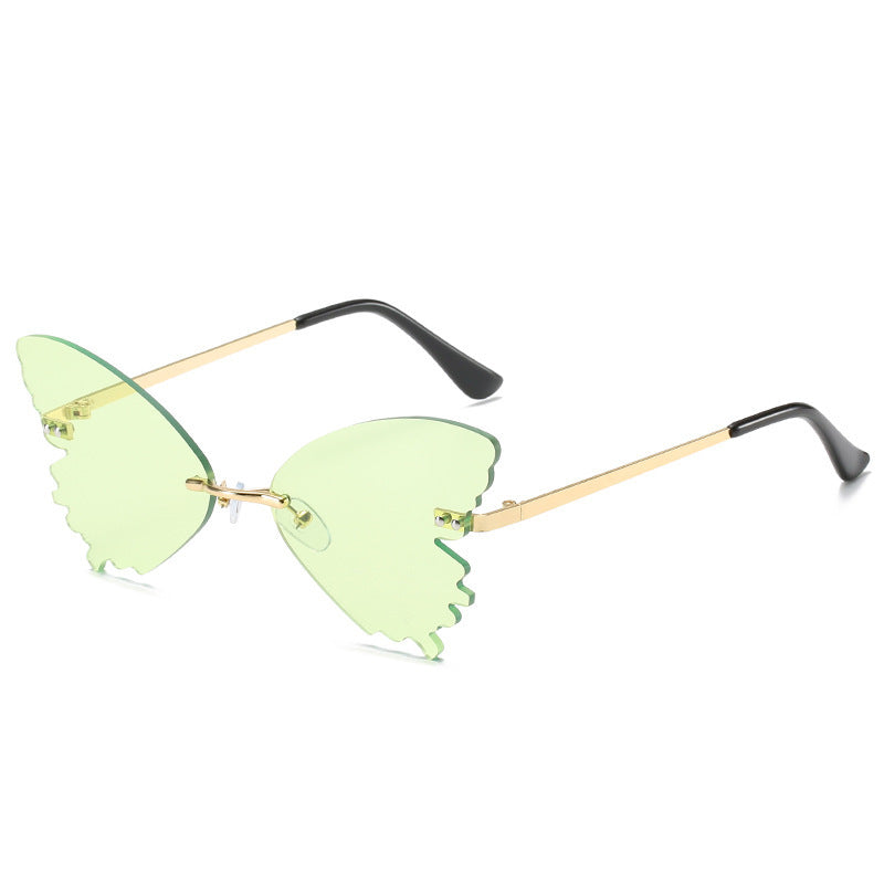 Lunettes de soleil papillon sans monture, lunettes de soleil amusantes pour la prise de vue dans la rue