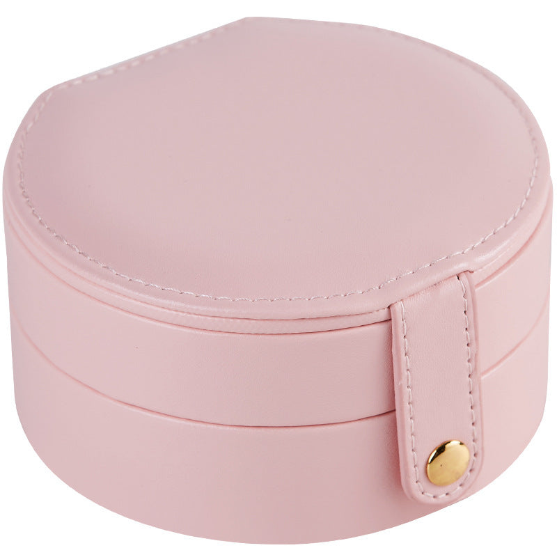 Boîte ronde portable Princess Mini petite boîte de rangement de bijoux de luxe simple à main