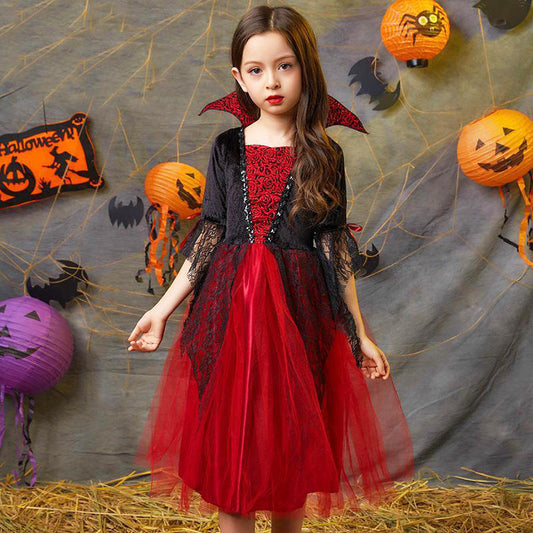 Robe de princesse vampire en gaze pour enfants d'Halloween