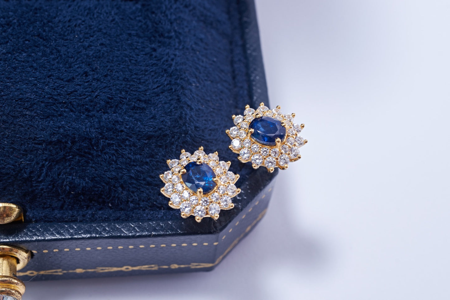 Pendientes Moda Zafiro Dorado Plata 925