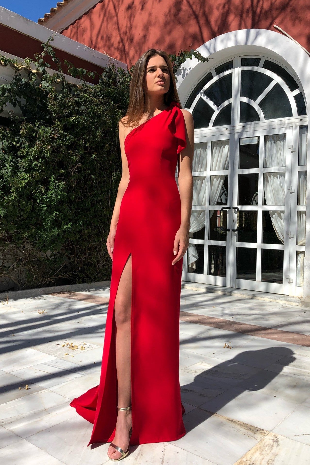Women's One-shoulder Sleeveless Dress Split