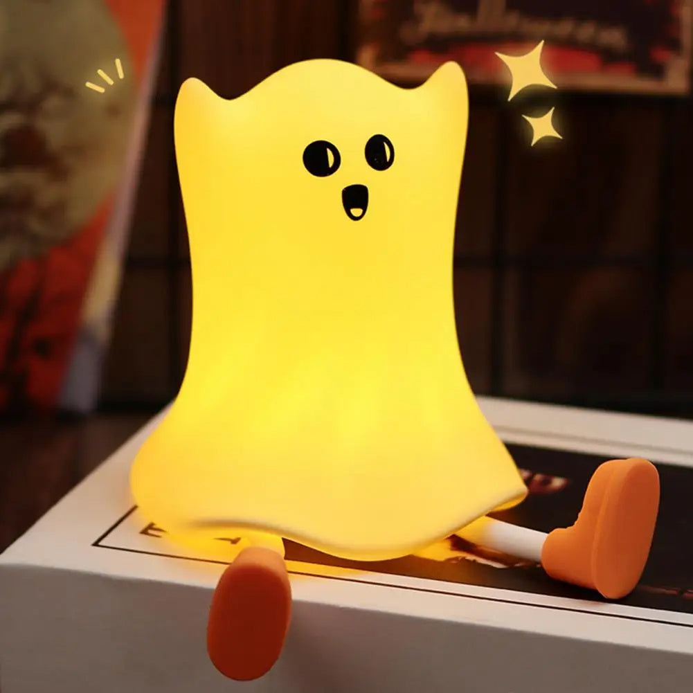 Lampe de chevet en silicone en forme de fantôme pour Halloween, avec commande tactile, douce lueur, pour une décoration résistante à l'eau