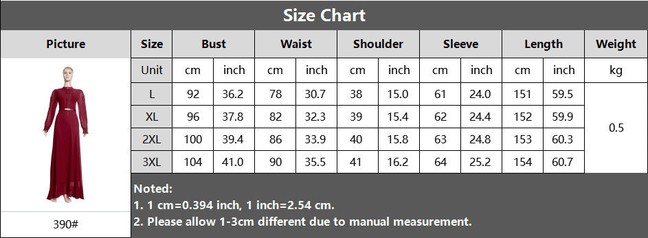 Plus Size Long Sleeve Big Hem Chiffon Dress