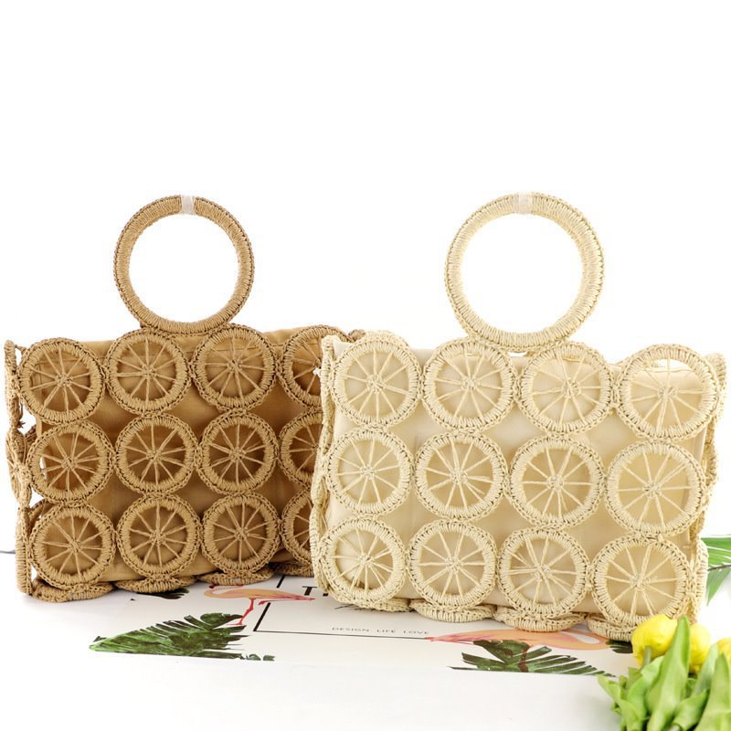 El nuevo bolso tejido con cuerda de papel hueco circular, paja diagonal