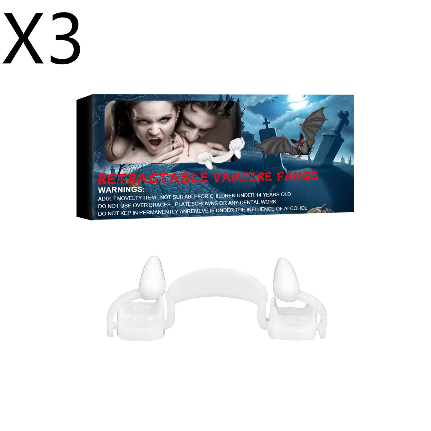 Dentaduras postizas de vampiro para Halloween Dientes de tigre falsos retráctiles para Halloween Decoraciones de cosplay para fiestas de Halloween