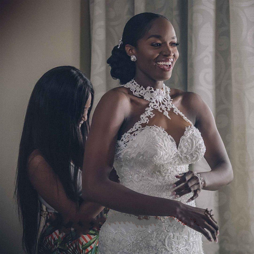 Vestidos de novia con cuentas de encaje vintage, vestidos de novia de sirena con cuello transparente, vestidos de boda baratos atractivos