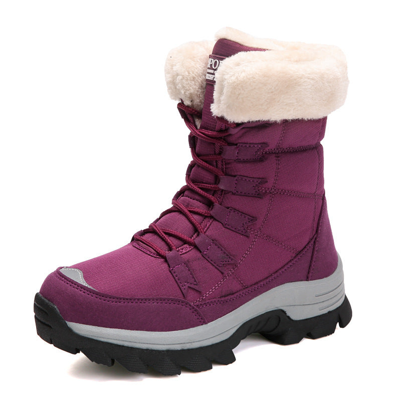 Zapatos de algodón de gran tamaño, botas de nieve de caña alta, zapatos de mujer