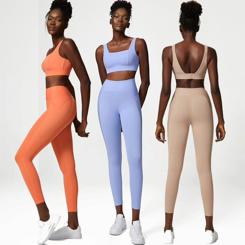 Trajes de yoga para mujer Ropa deportiva color nude