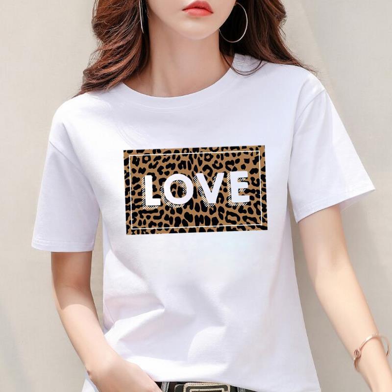 Women's Leopard Print Heart Printing New Short Sleeve