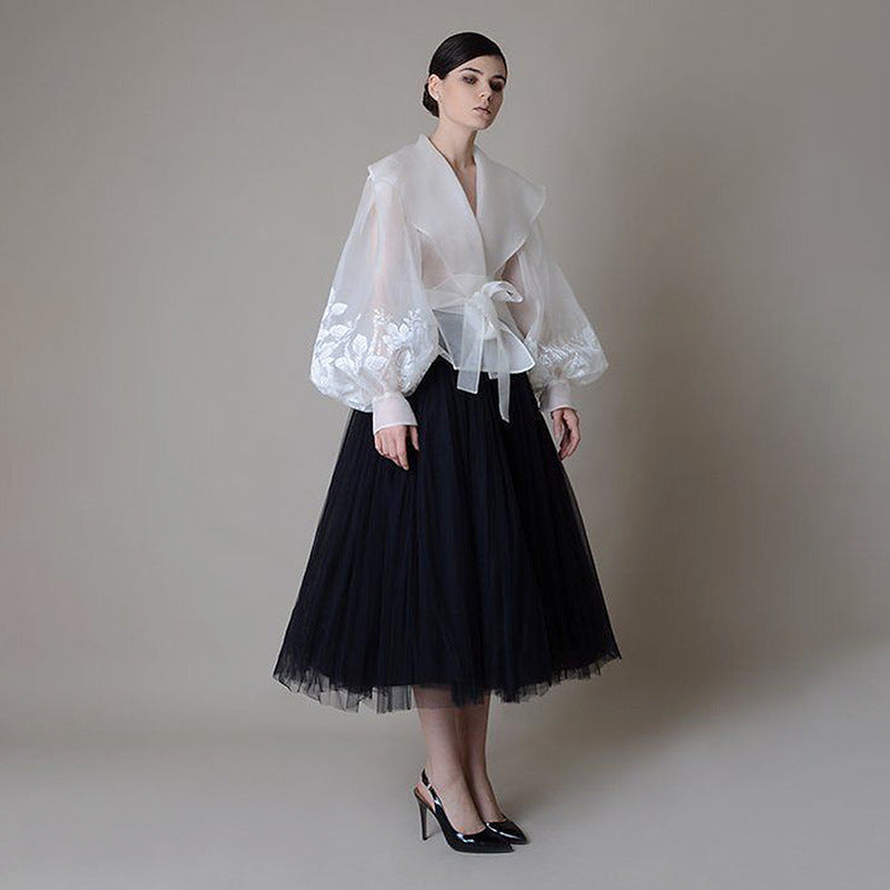 Chemise vintage de style cour française pour femme