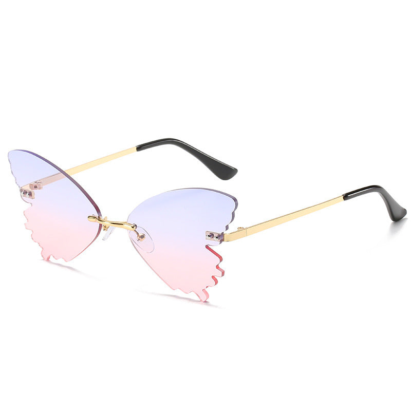 Lunettes de soleil papillon sans monture, lunettes de soleil amusantes pour la prise de vue dans la rue