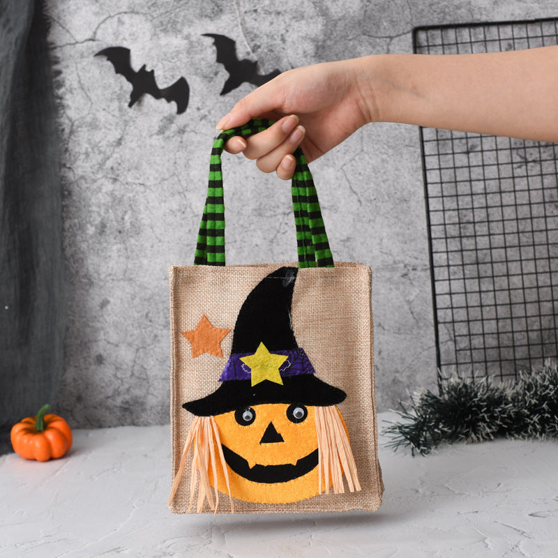 Bolsa de mano con forma de calabaza y calavera de bruja para niños, divertida y creativa, para regalar, para hacer joyas, pequeñas bolsas de compras