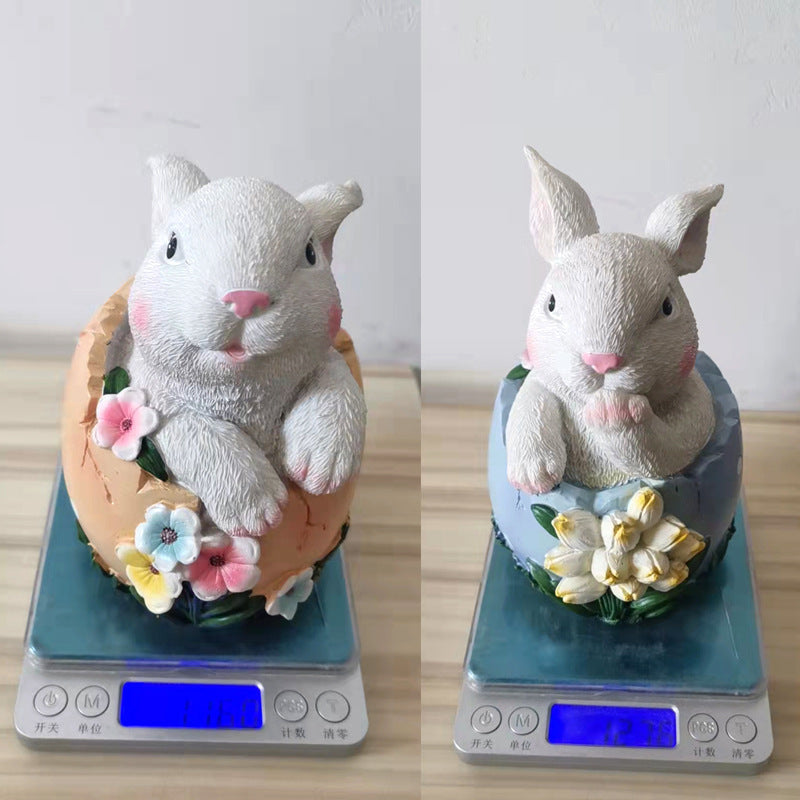 Adorno de estatua de resina de conejo de Pascua para decoración del hogar de primavera