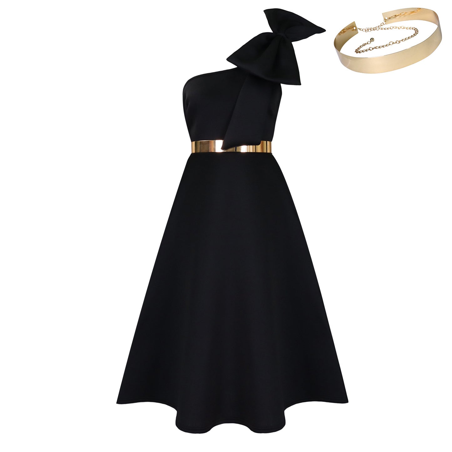Nouvelle robe de soirée à la mode avec nœud oblique et épaules dénudées, grande robe trapèze africaine