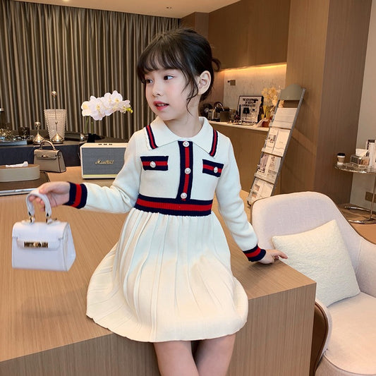 Robe tricotée preppy d'automne pour fille