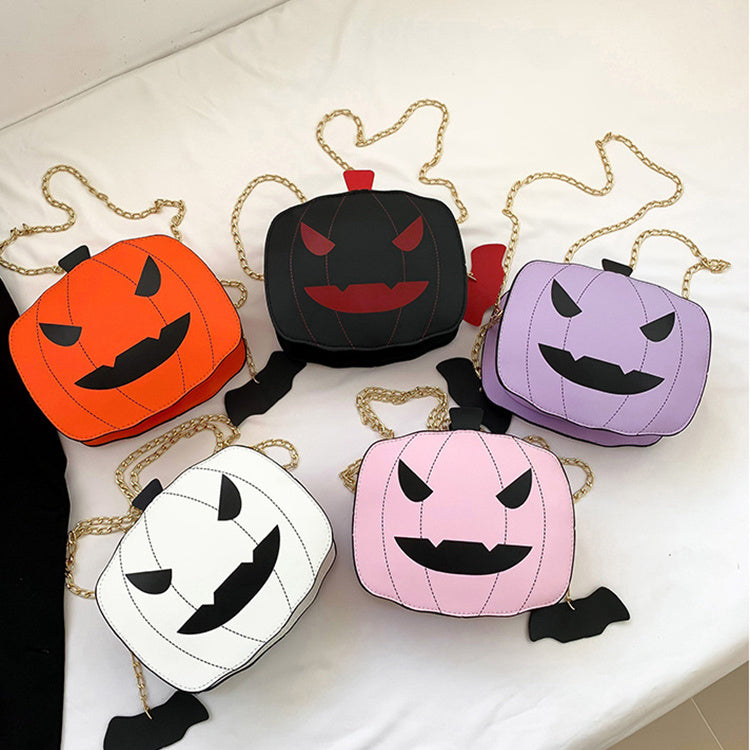 Sac à bandoulière citrouille d'Halloween pour filles, sac à bandoulière créatif et amusant avec chaîne pour femmes