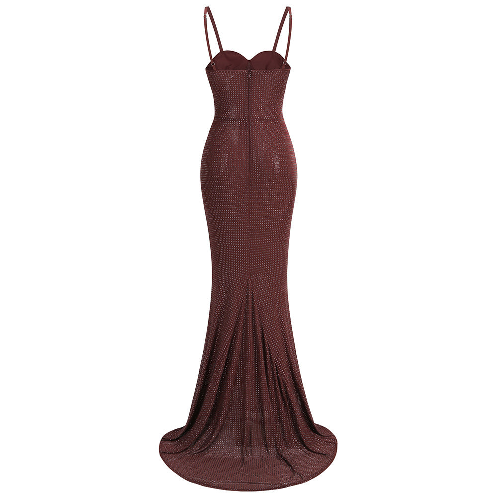 Robe moulante sans manches à strass pour femme