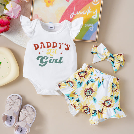 Combinaison pour fille avec imprimé lettres et petit chrysanthème