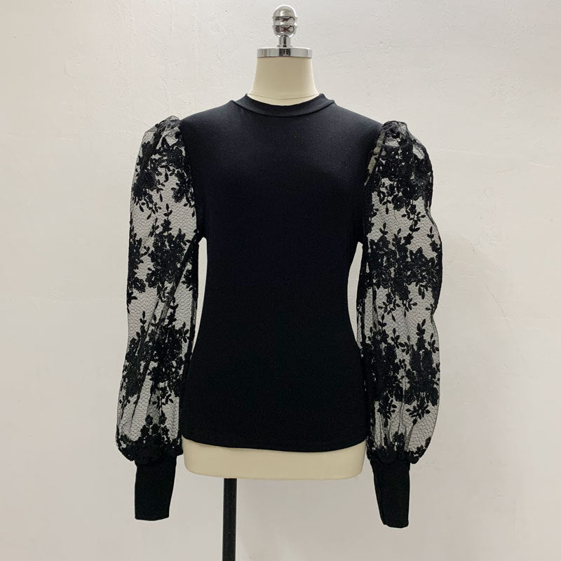 Flower embroidery long sleeve shirt