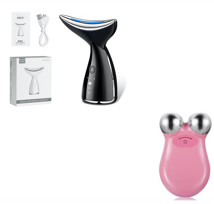Dispositivo de belleza facial de cuello microcorriente EMS con 3 colores terapia de fotones LED estiramiento de la piel Reduce los dispositivos de estiramiento facial de papada