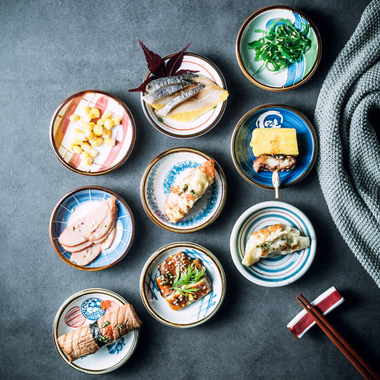 Platillo pequeño japonés, plato de condimento para inmersión de salsa de cerámica para el hogar