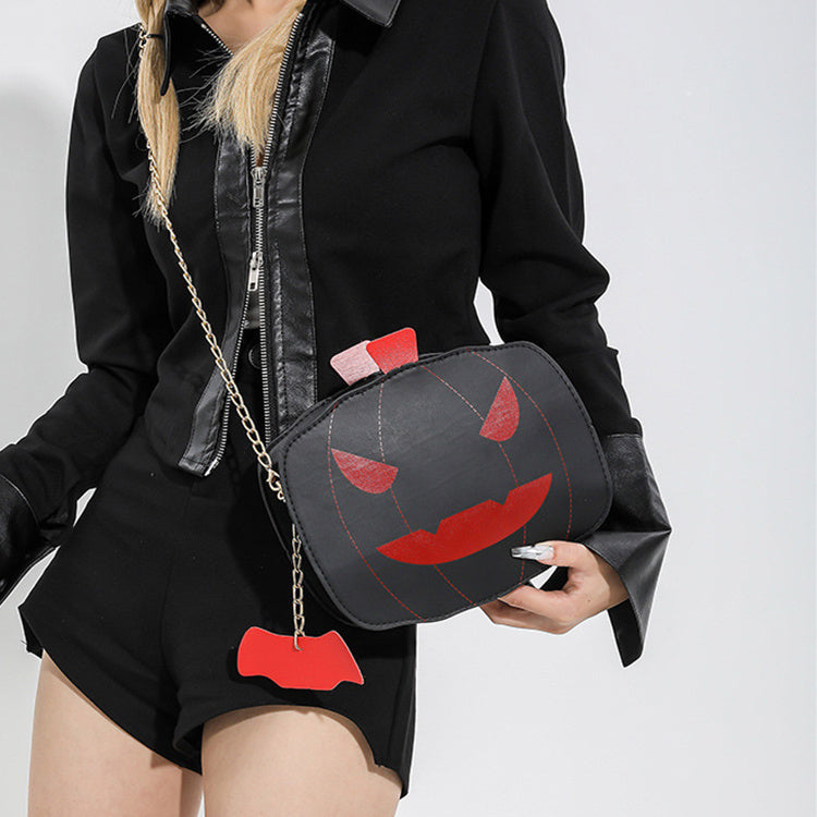 Sac à bandoulière citrouille d'Halloween pour filles, sac à bandoulière créatif et amusant avec chaîne pour femmes