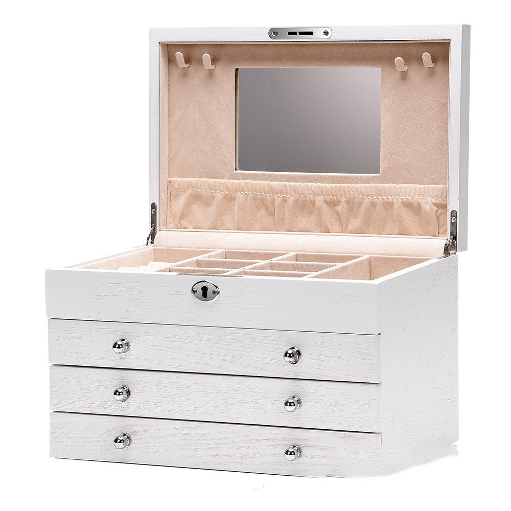 Boîte de rangement en bois pour bijoux et cosmétiques Princess