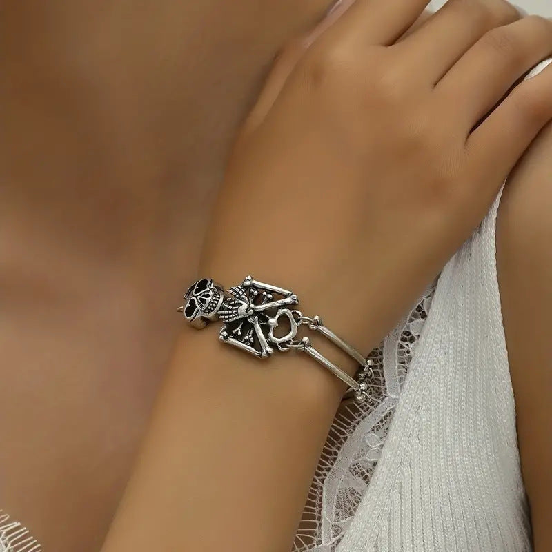 Bracelet tête de mort exagéré, bijou tendance pour Halloween