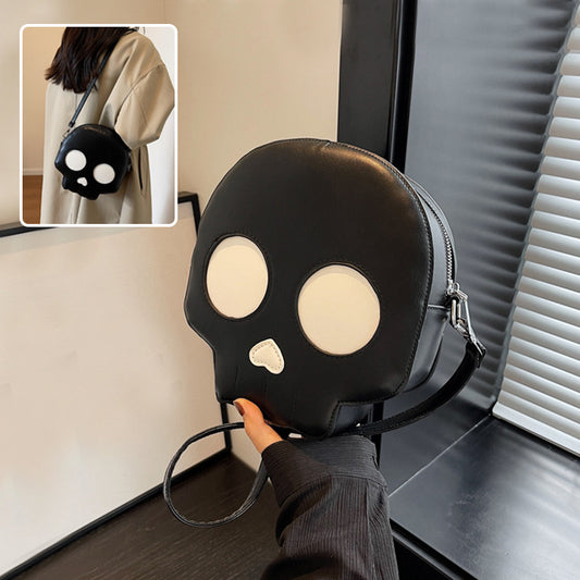 Bolso pequeño y redondo con diseño de calavera para mujer, bandolera de moda con personalidad de Halloween para niñas