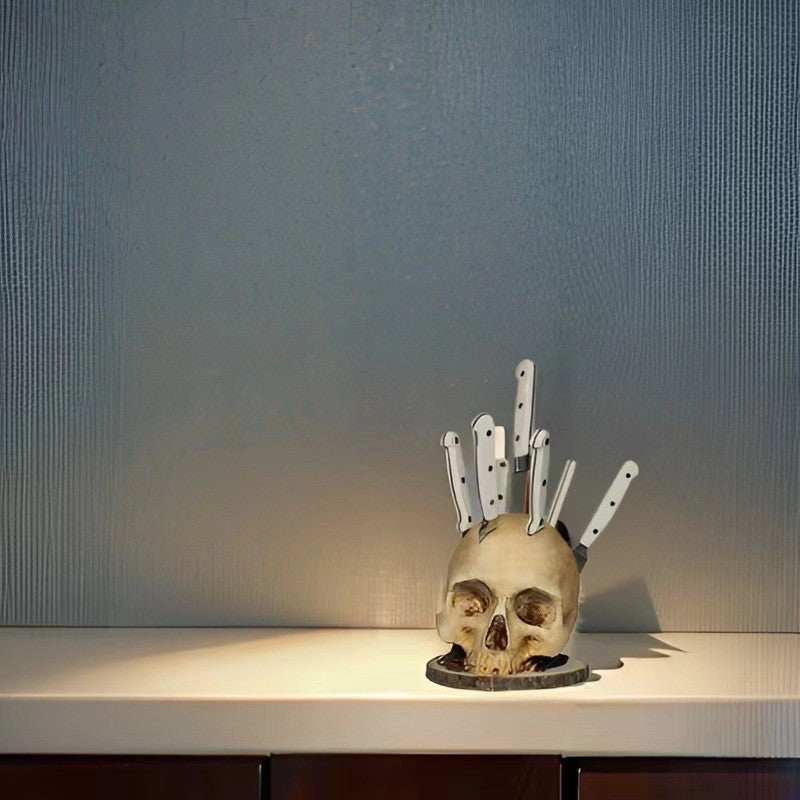 Porte-couteaux créatif en forme de crâne pour Halloween