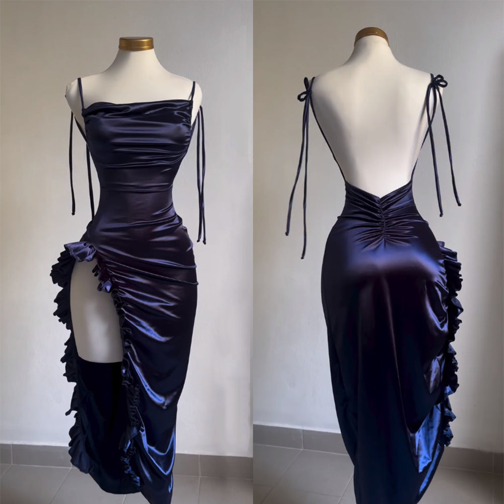 Robe d'été sexy dos nu à bretelles spaghetti Y2K de haute qualité pour fille