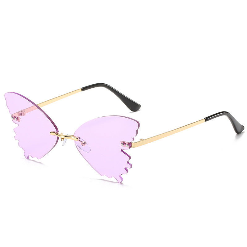 Lunettes de soleil papillon sans monture, lunettes de soleil amusantes pour la prise de vue dans la rue