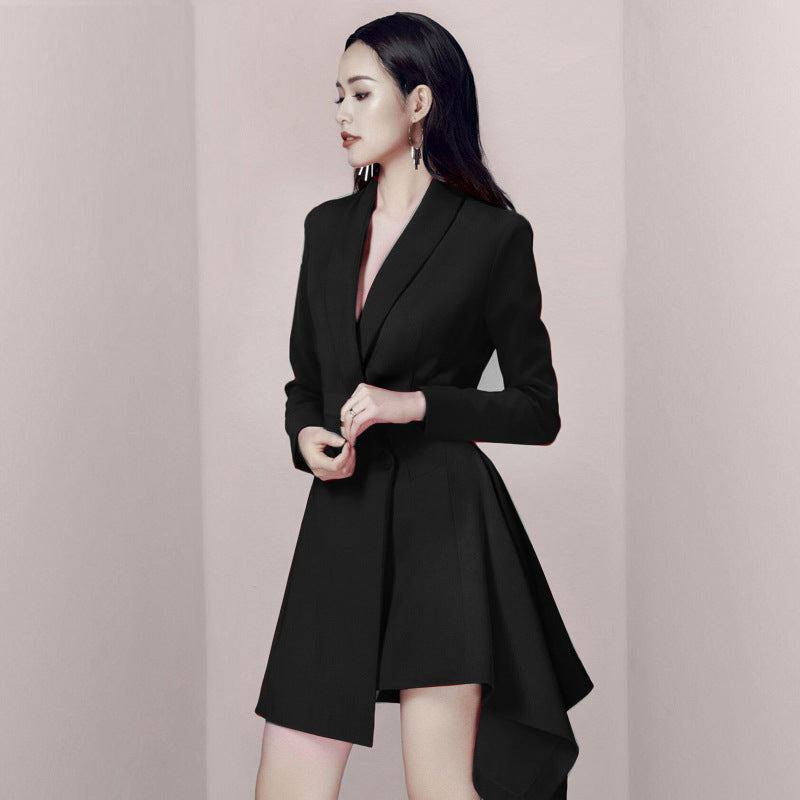 Women's Temperament Slim Fit Slim Irregular Suit Jacket Dress