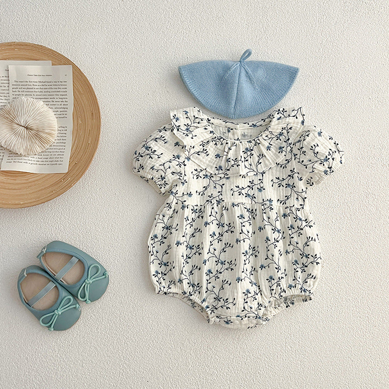 Vestido de niña pequeño con estampado floral y personalidad de moda