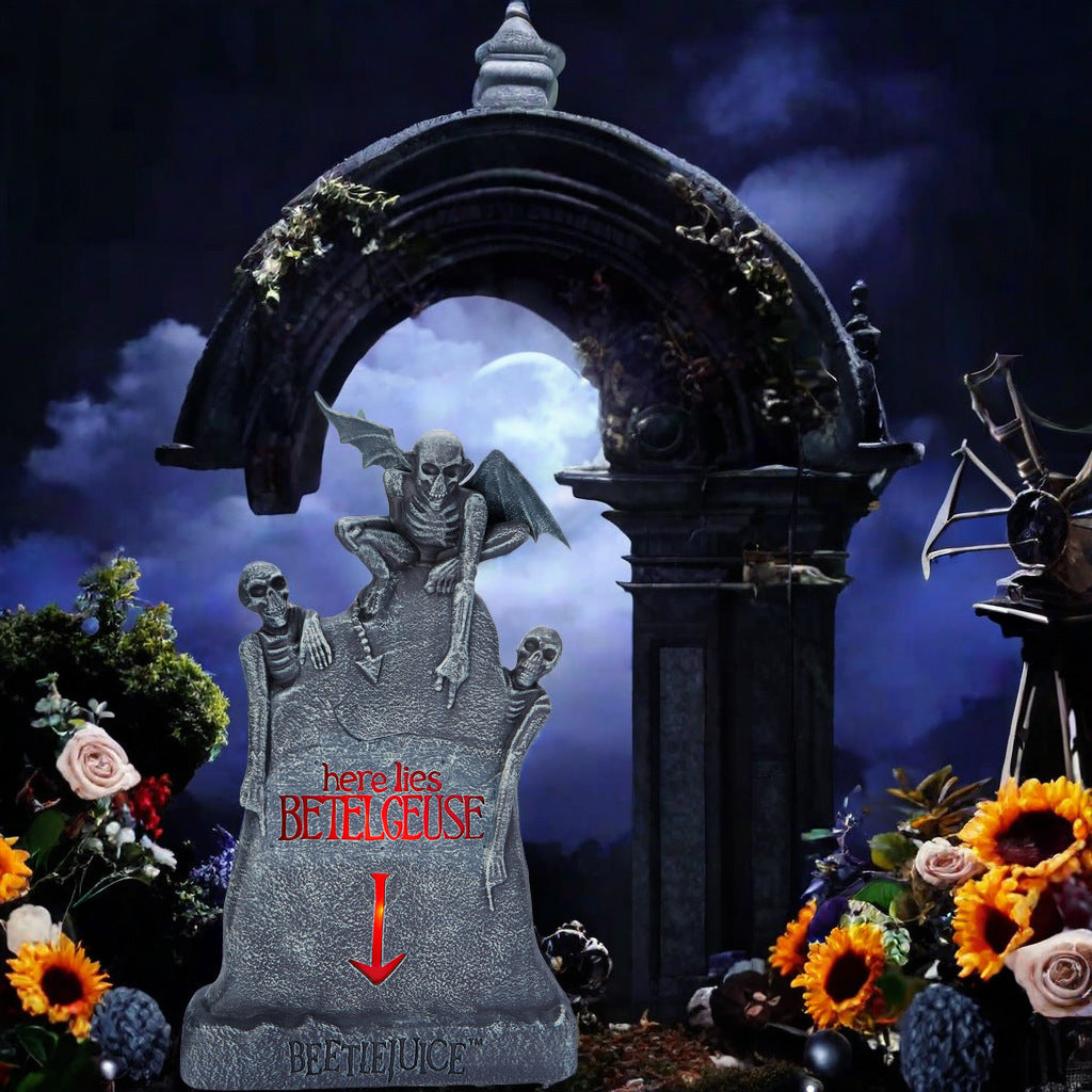 Ornements d'atmosphère d'horreur de pierre tombale de crâne de fantôme lumineux d'Halloween