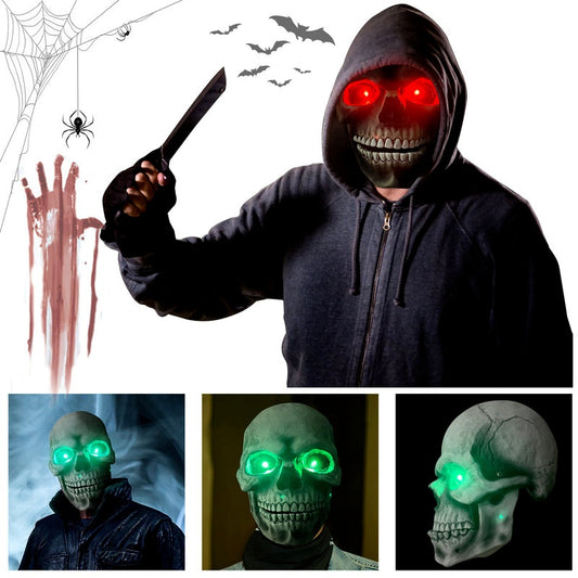 Masque d'Halloween en latex avec tête de mort et bouche mobile, accessoire de déguisement pour Halloween